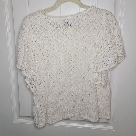Madewell Texture & Thread Eyelet Short Sleeve Top Blouse, Women's XL, White - Picture 3 of 3